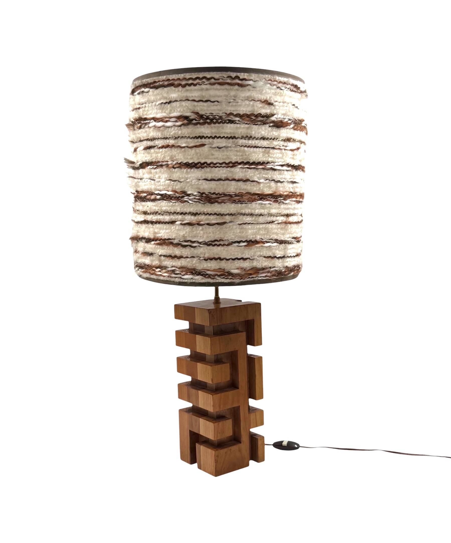 Hollywood regency wood table lamp, France 1970s