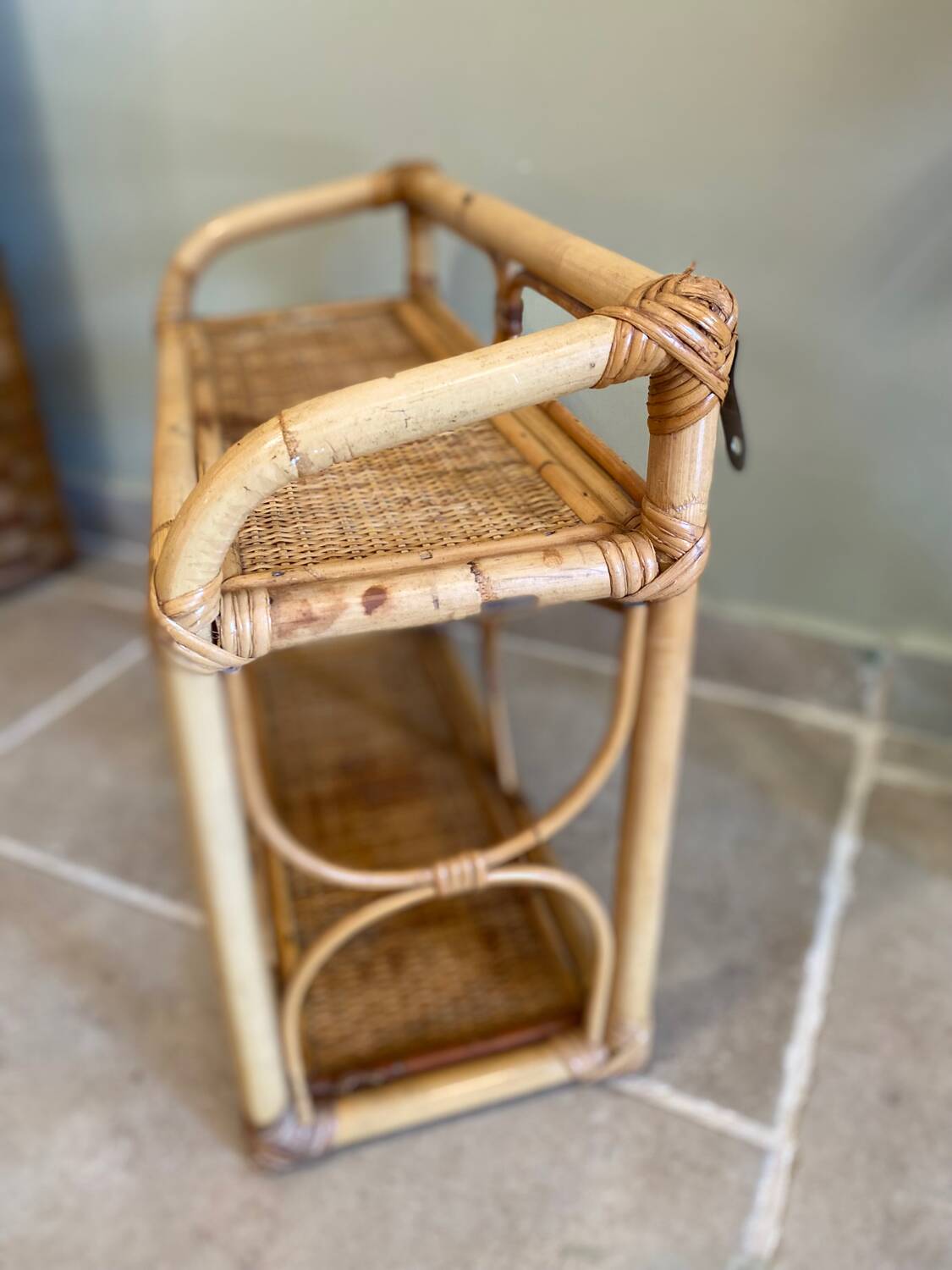 Vintage rattan shelf
