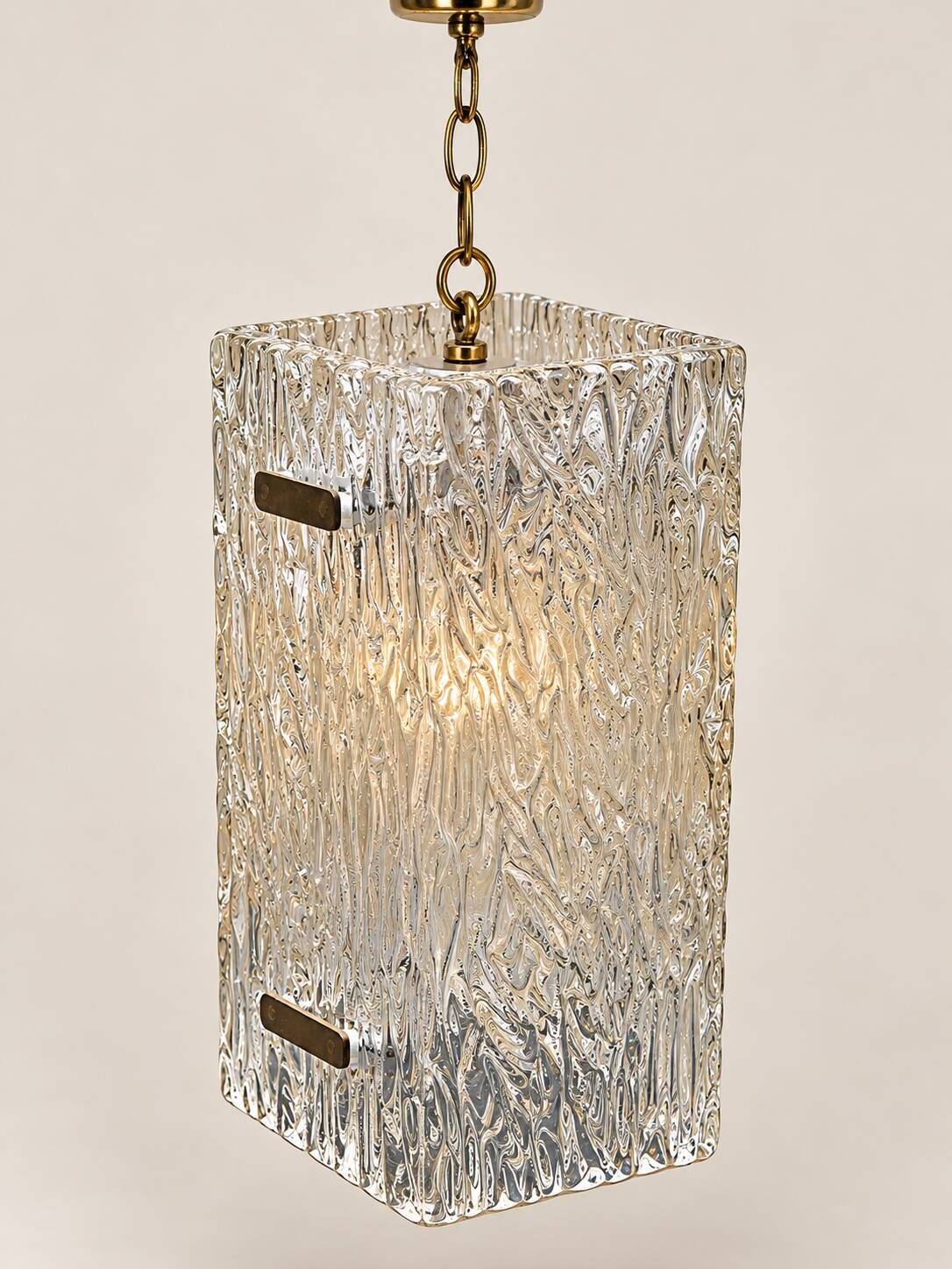 Vintage Kalmar textured glass suspension light – 1960s-1970s