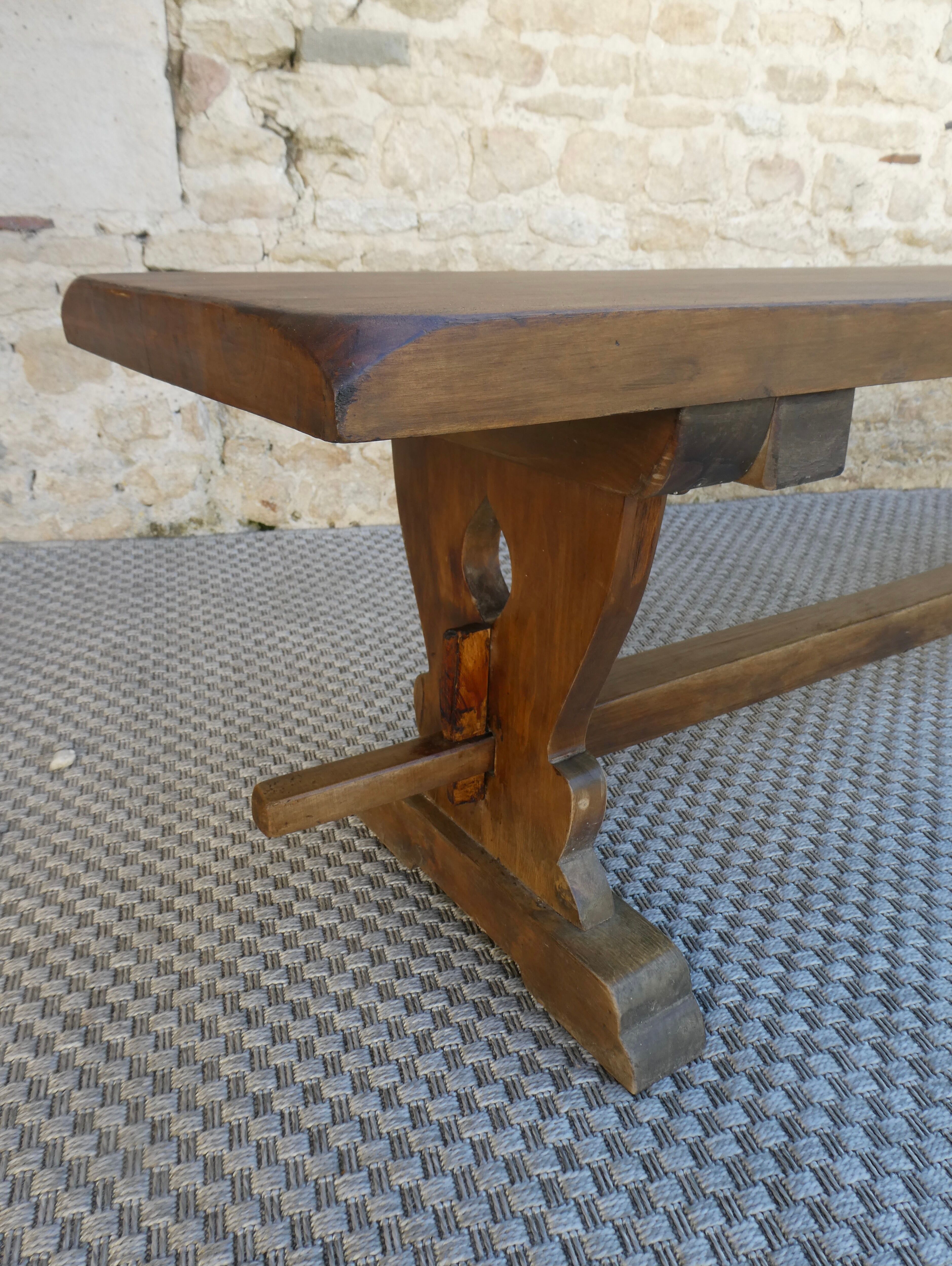 Old monastery bench in solid wood, length 180 cm