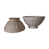 2 bowls Digoin Sarreguemines pink beige
