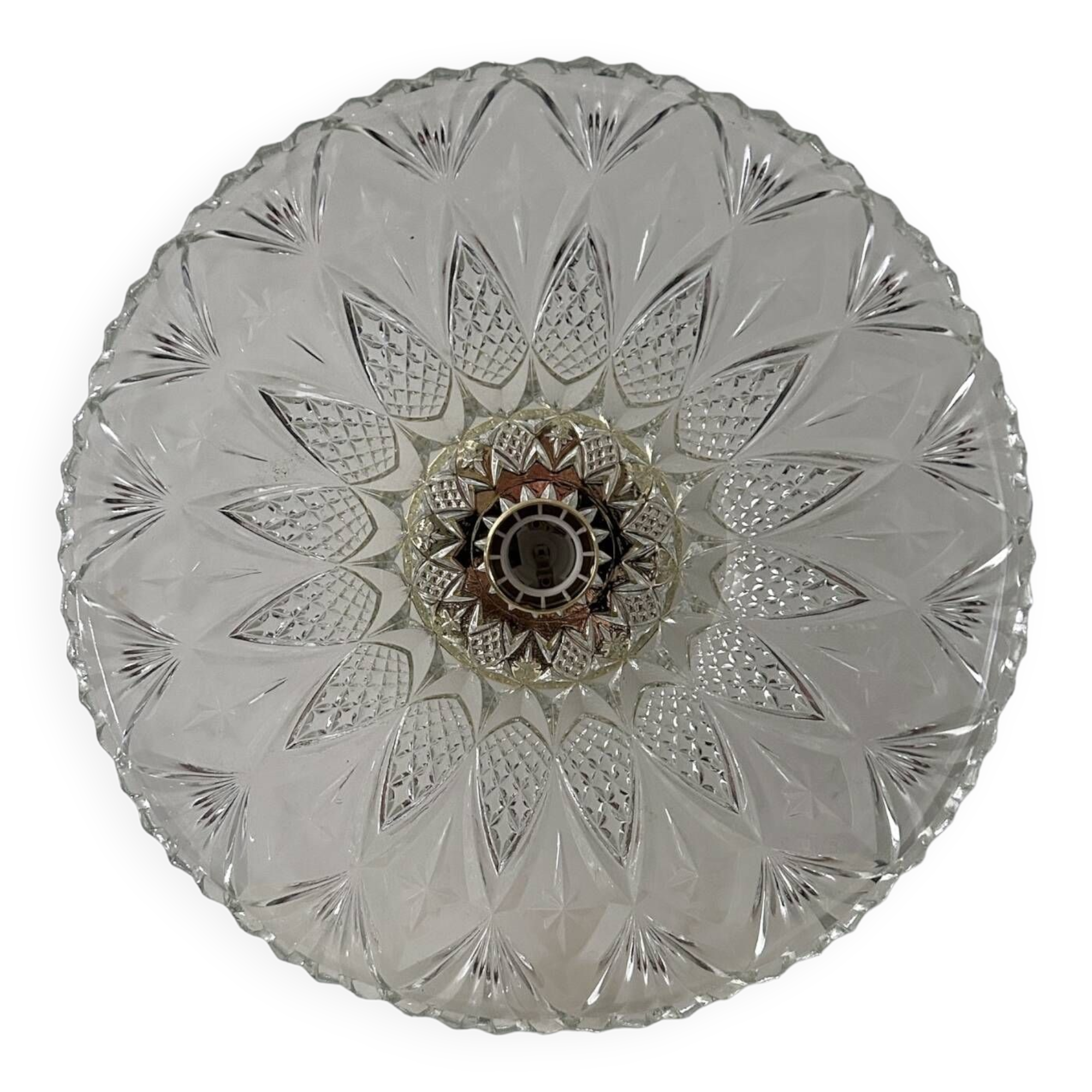 Large vintage chiseled glass wall light