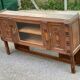 Haut de buffet art déco vitrine basse en bois massif et miroir 1920