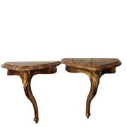 Louis XV style giltwood and marble wall consoles