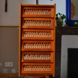 Wooden and rattan dresser