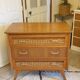Wood and rattan chest of drawers