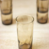 6 verres hauts striés en verre fumé