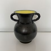 Vase with handles black yellow vintage