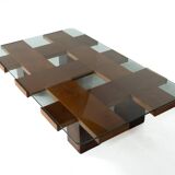 Mid-Century Rectangular Coffee Table, Walnut and Glass, Italy, 1960s