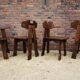 Dutch brutalist solid oak dining chairs, 1970s, set of 4