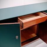 Vintage wooden low sideboard, compass feet