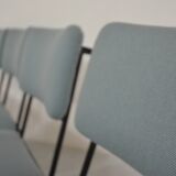 Set of 4 chairs from the 1950s in sky blue fabric