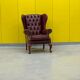 Burgundy leather vintage chesterfield wing chair
