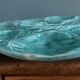Turquoise barbotine oyster dish Gien France