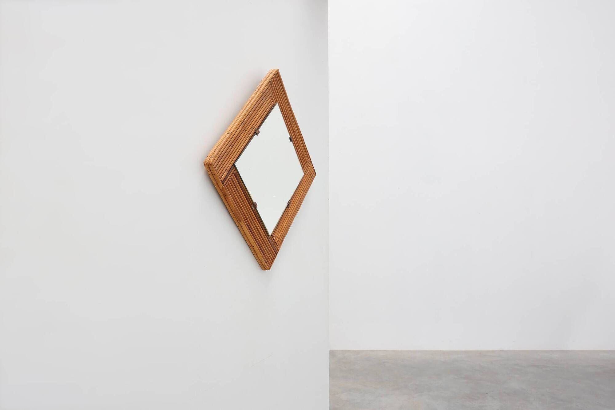 Mid century Square rattan mirror, France, 1960s