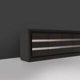 Brutalist Mid-century Belgian Black Oak Sideboard, Belgium 1970s