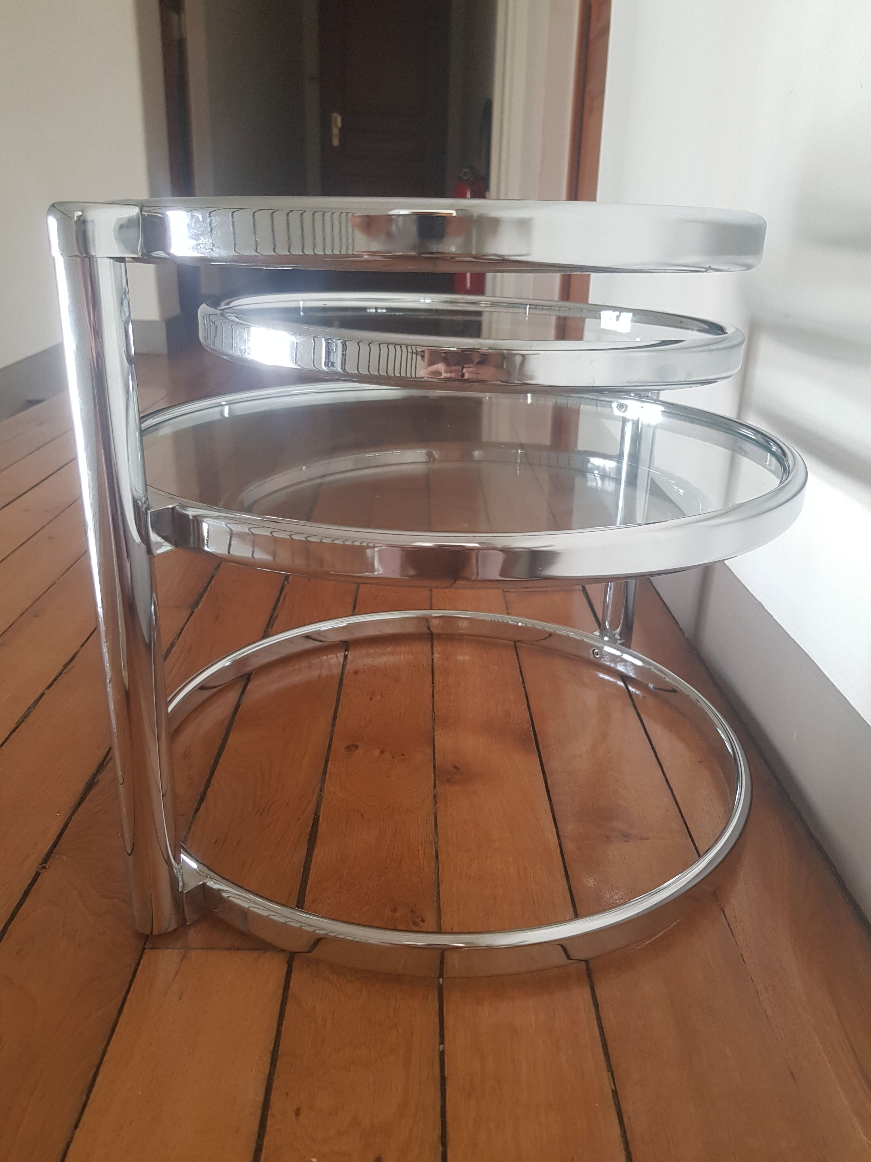Glass and chrome coffee table