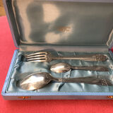 Baptism box, 3 pieces in silver metal