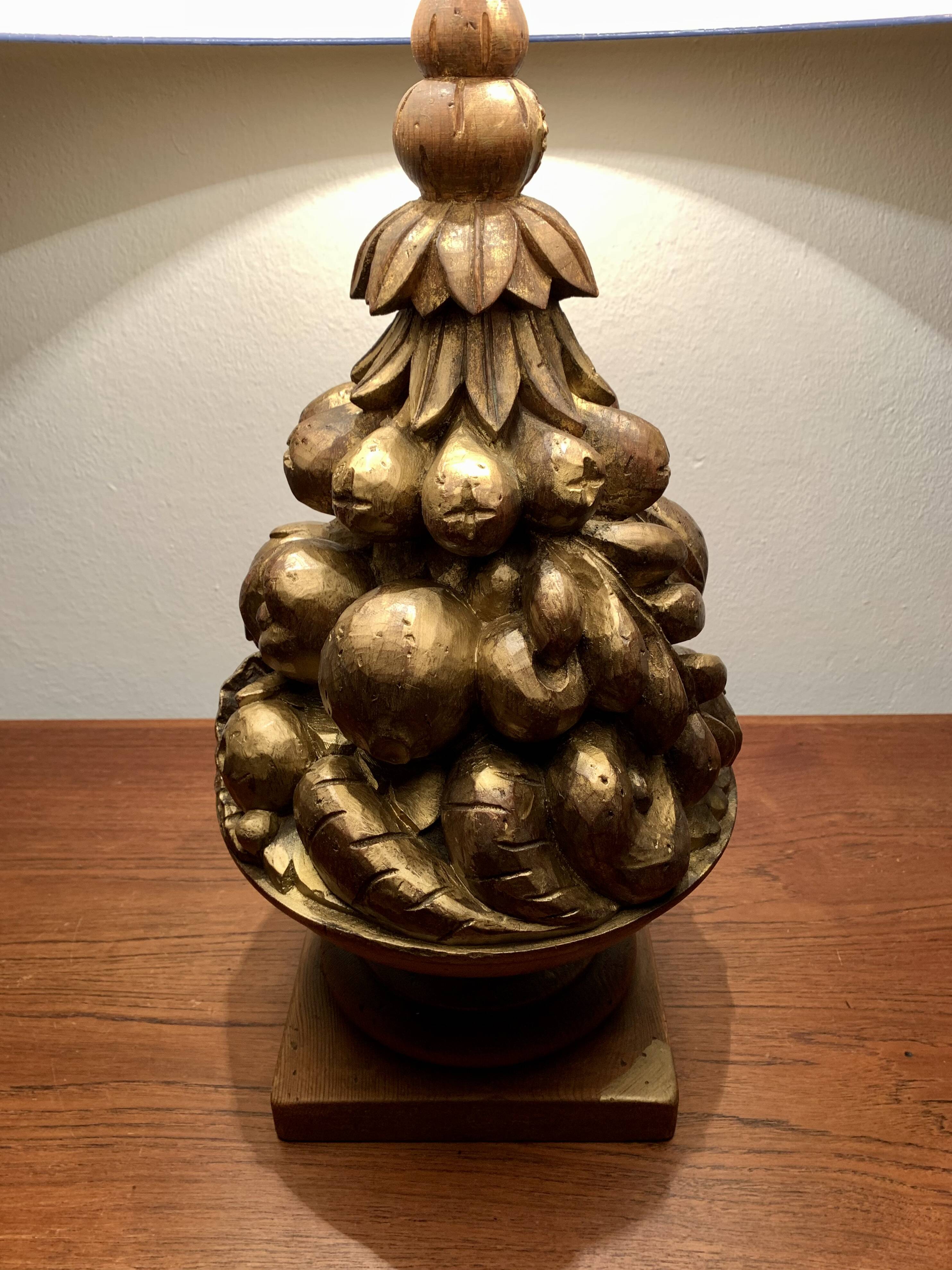 Wooden Hollywood Regency Table Lamp