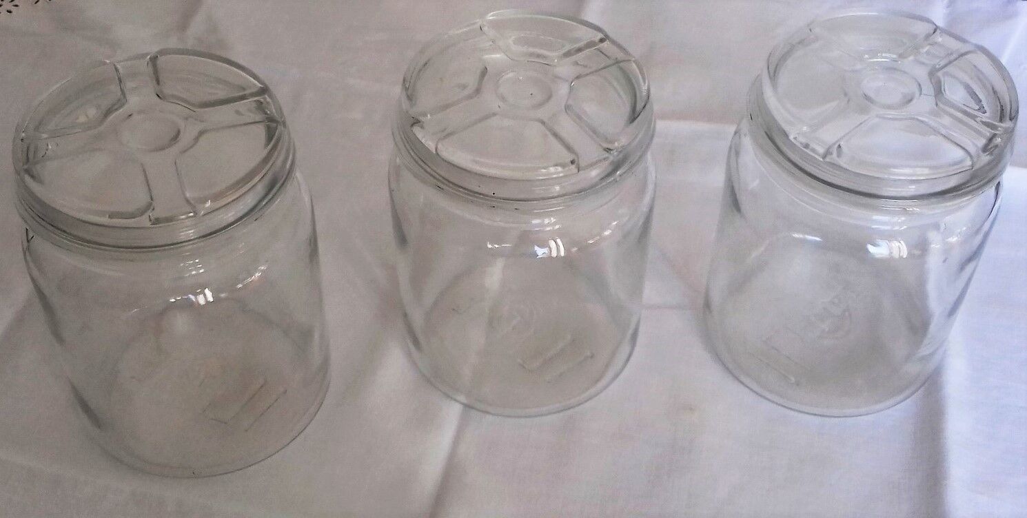 Lot 3 jars transparent glass 1 l