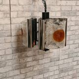 Murano chandelier 1970, Mazzaga chain 55x32x40 chrome and glass