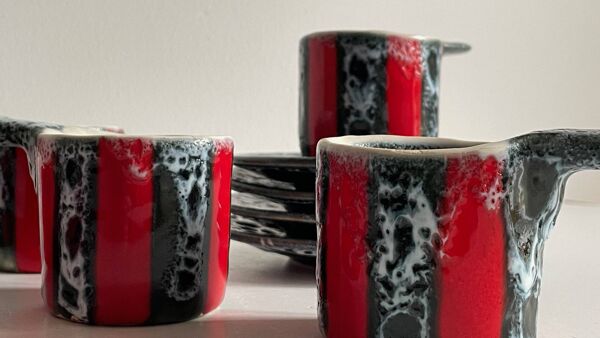 6 tasses et soucoupes céramiques d'art luc vallauris vintage