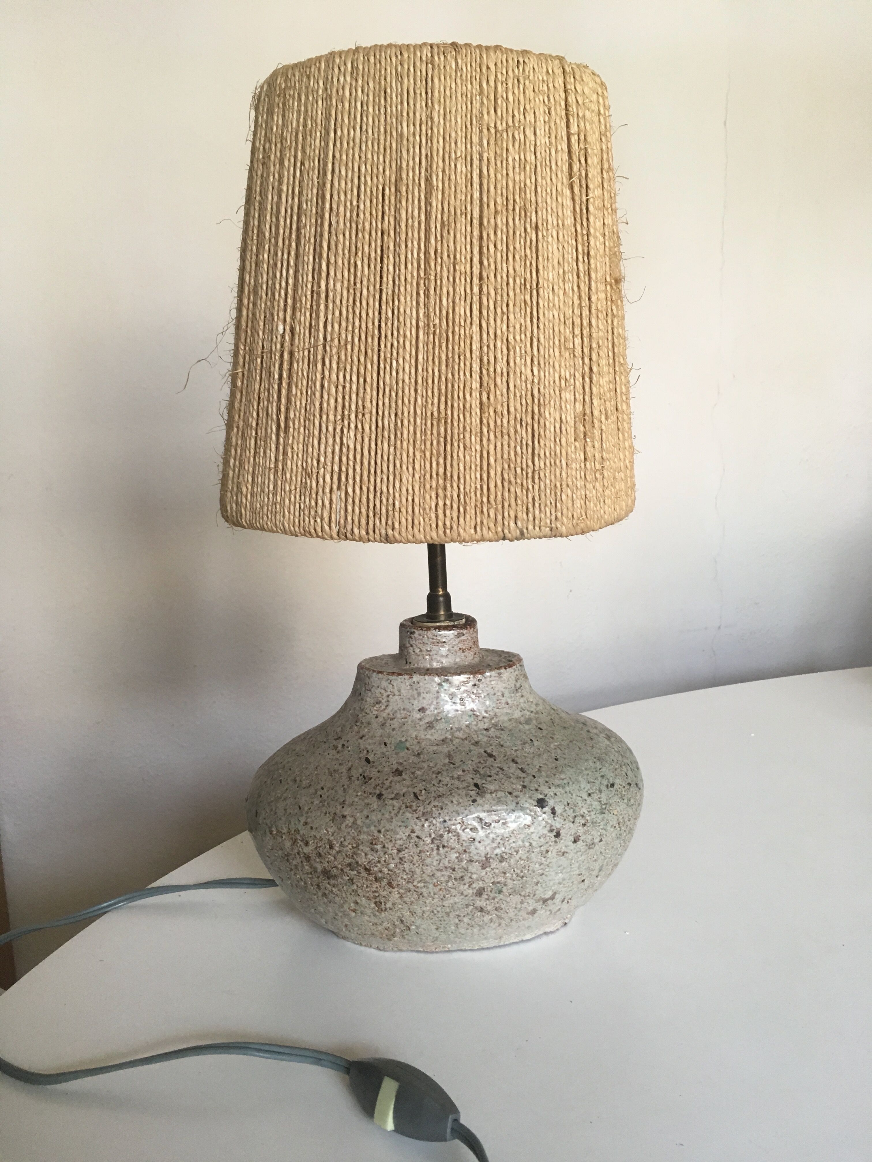Lampe de grès Accolay 70 abat jour de corde