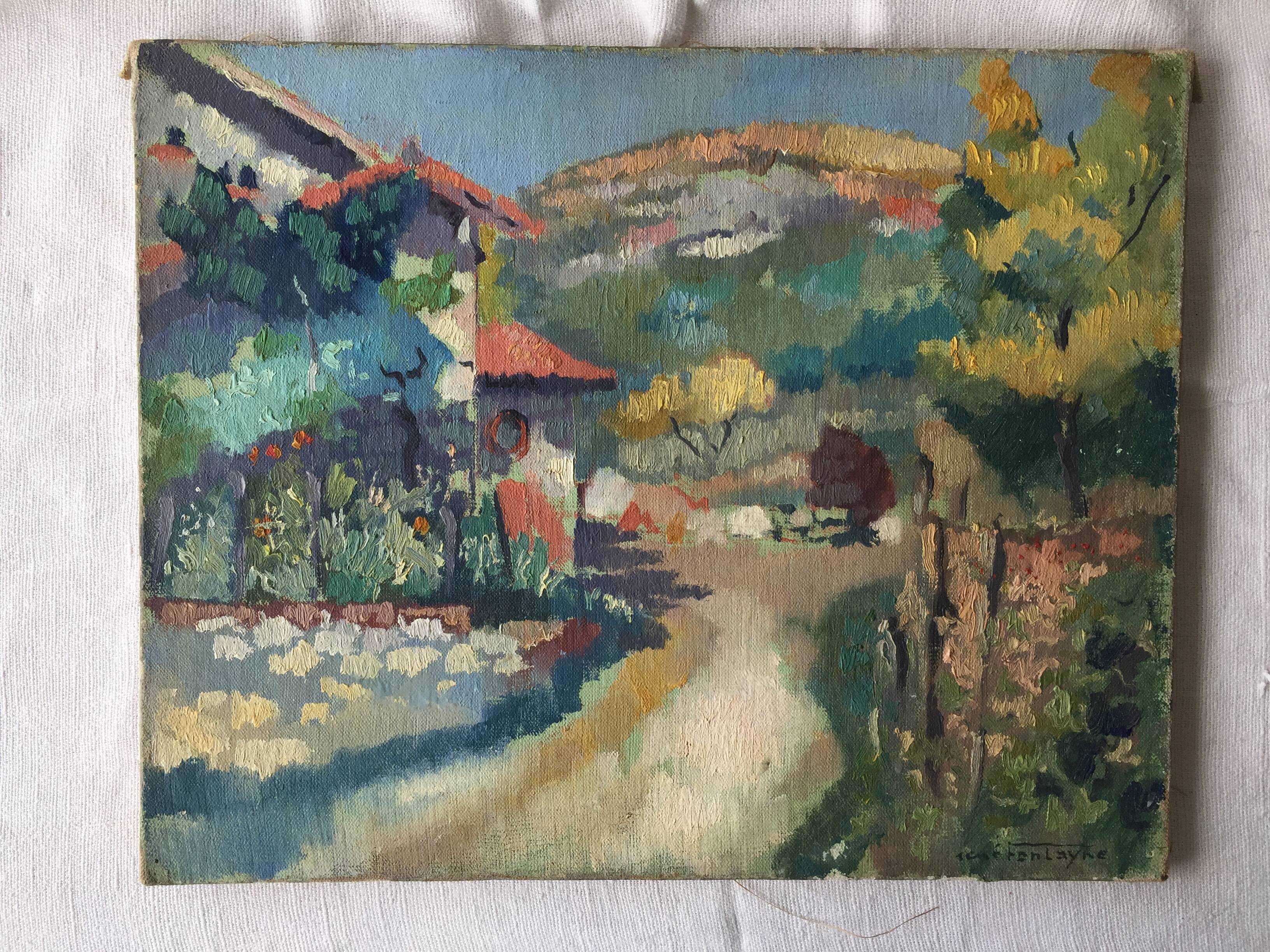 Table oil on canvas by René Fontayne Sud de France 1940