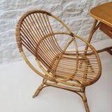 Rattan desk and chair