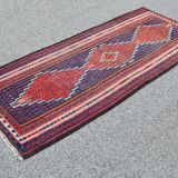 Tapis Kilim Ancien Iran Senneh : 1.27 X 2.98 Mètres