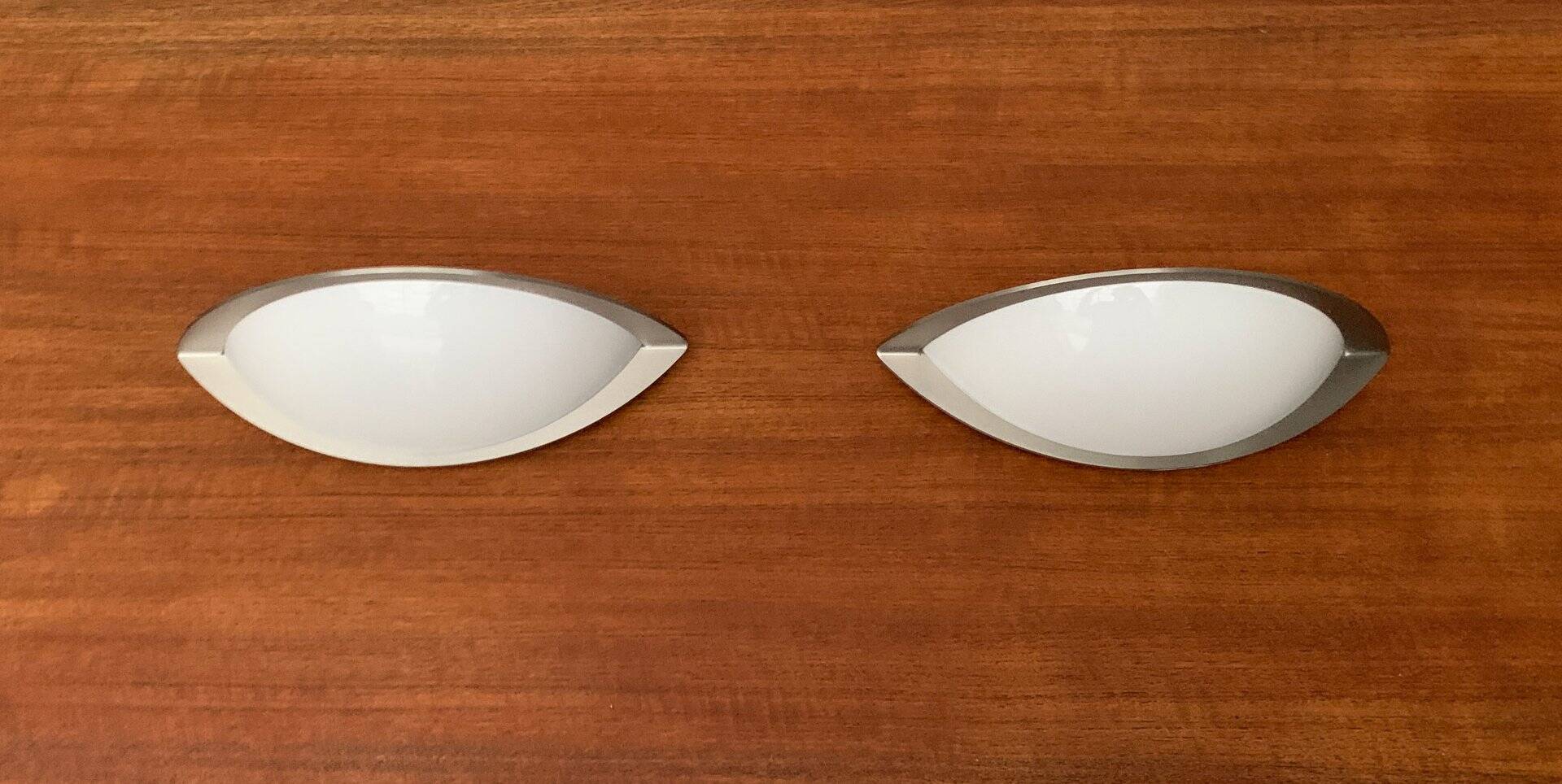 Postmodern German wall lamps from the space age by Glashütte Limburg, set of 2