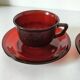 Set of cups and saucers Arcoroc Sierra ruby – 1970s