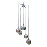Vintage chrome cascade pendant '70's silver globes'
