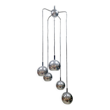 Vintage chrome cascade pendant '70's silver globes'