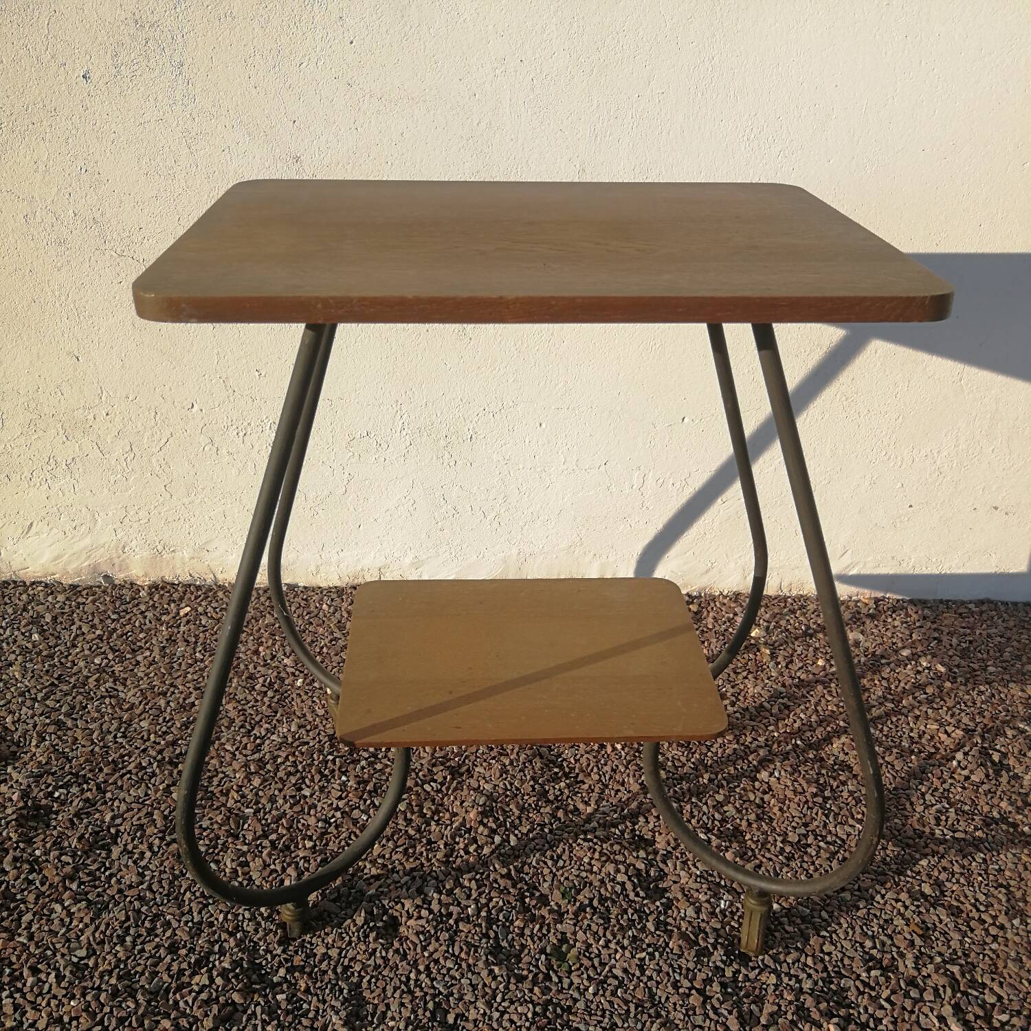 Vintage 50s trolley on wheels in tube and wooden top