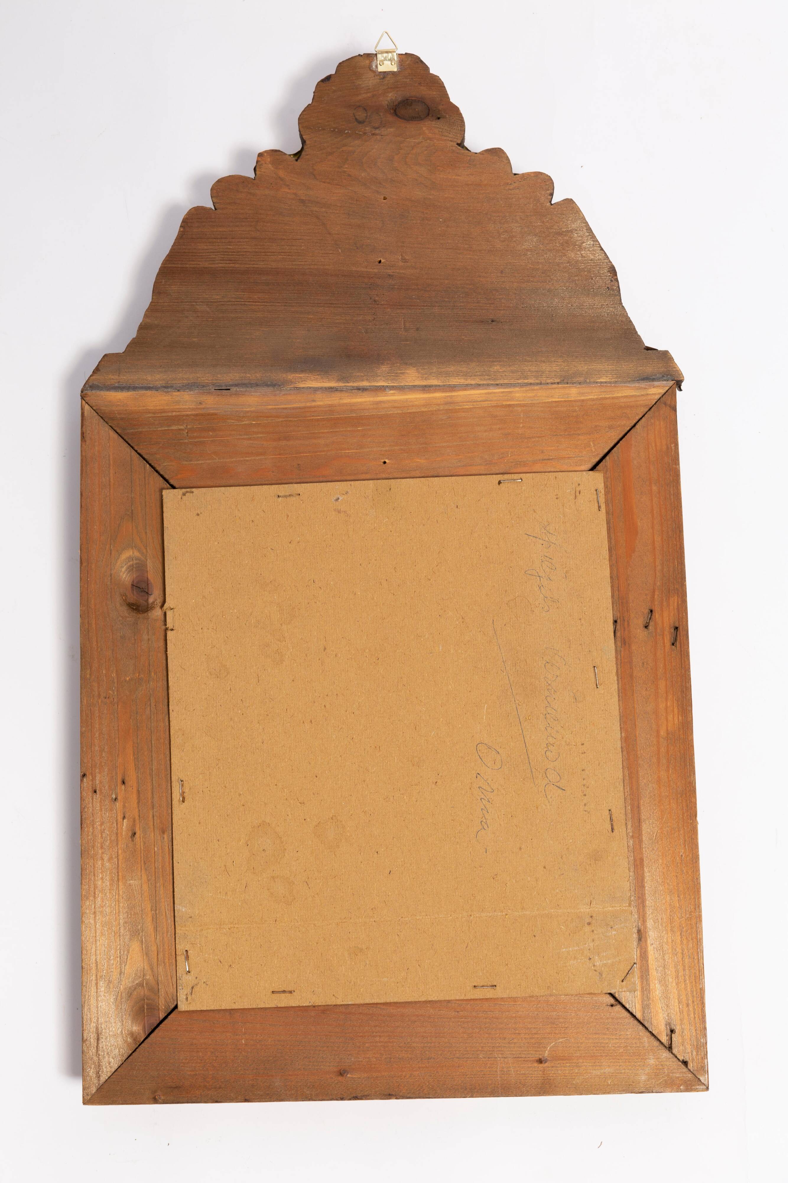 Medium vintage mirror with a decorative gold and blue metal frame, Italy, 1960s.