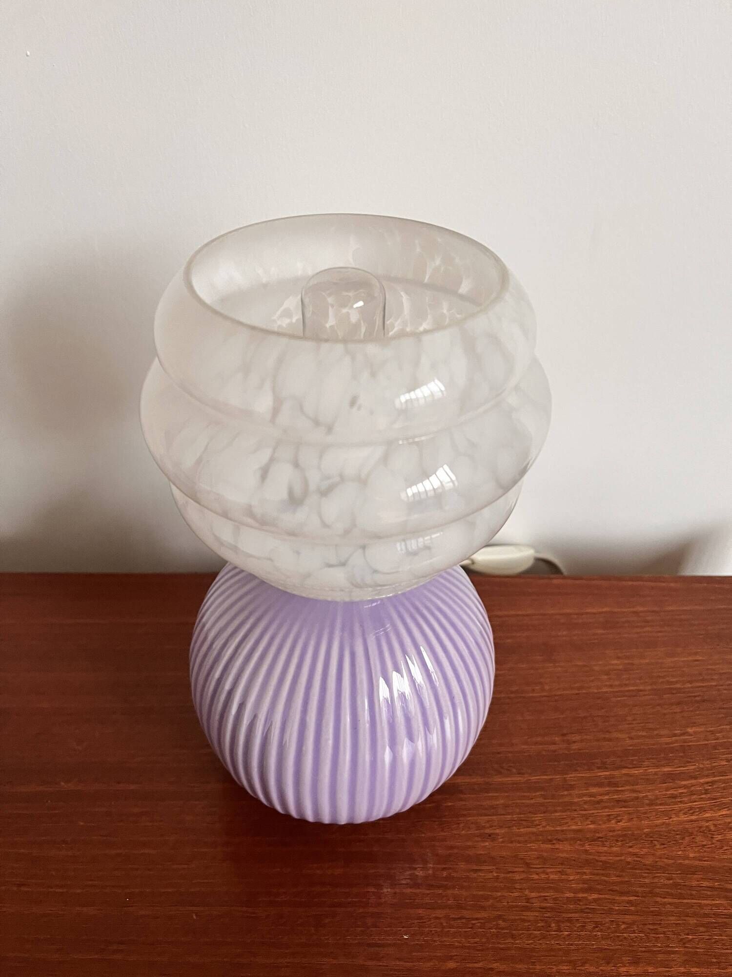Vintage ceramic and glass bedside lamp pair