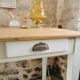 Small table, desk and its patinated chair