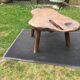 Brutalist vintage coffee table with 4 feet in oak