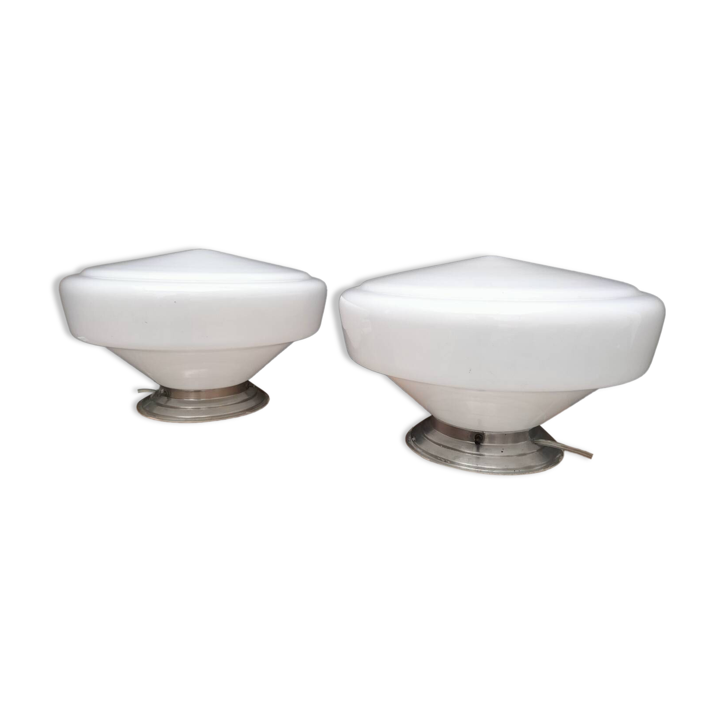 Pair of opaline lamps