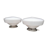 Paire de lampes opaline