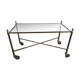 Rolling coffee table in vintage gilded bronze