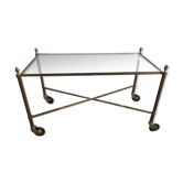 Table basse roulante en bronze doré vintage