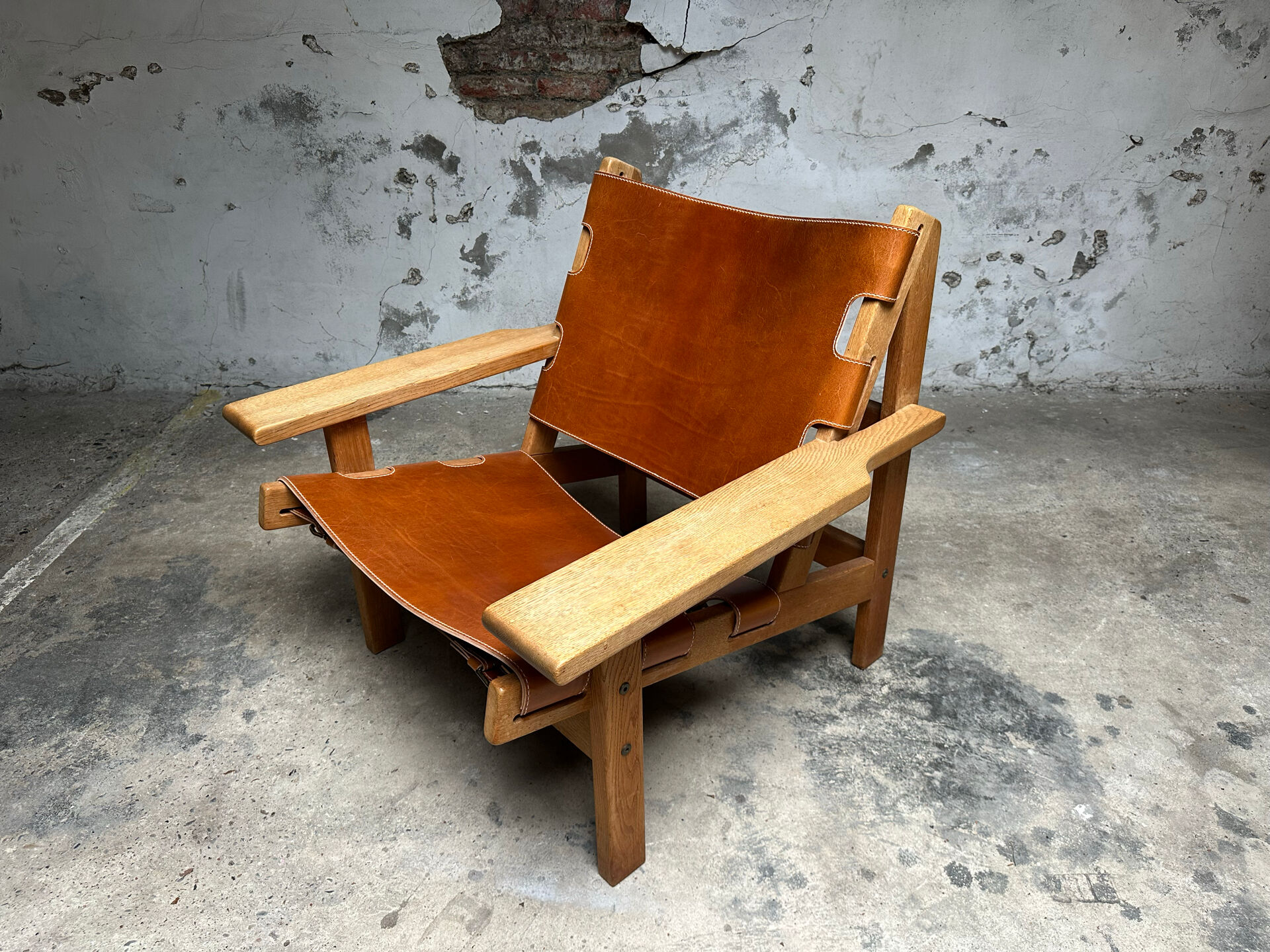 Fauteuil de chasse Kurt Østervig design danois chêne cuir