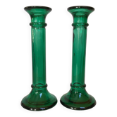 Pair of emerald green candlesticks