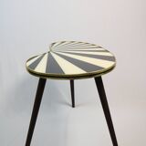 4 x side table retro, kidney shaped L, triangular high, black/white