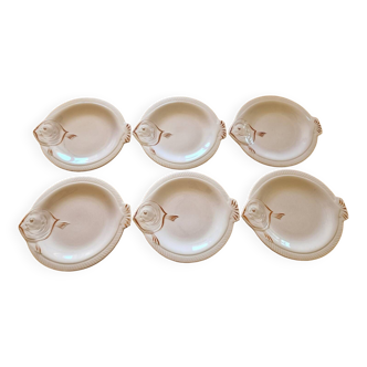 Set of 6 Longwy earthenware fish plates