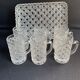 Tray and 6 mugs in blown and molded glass