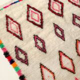 Moroccan Berber carpet azilal ecru with colorful patterns 238x140cm