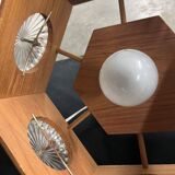 Vintage Scandinavian teak and glass pendant light 1960